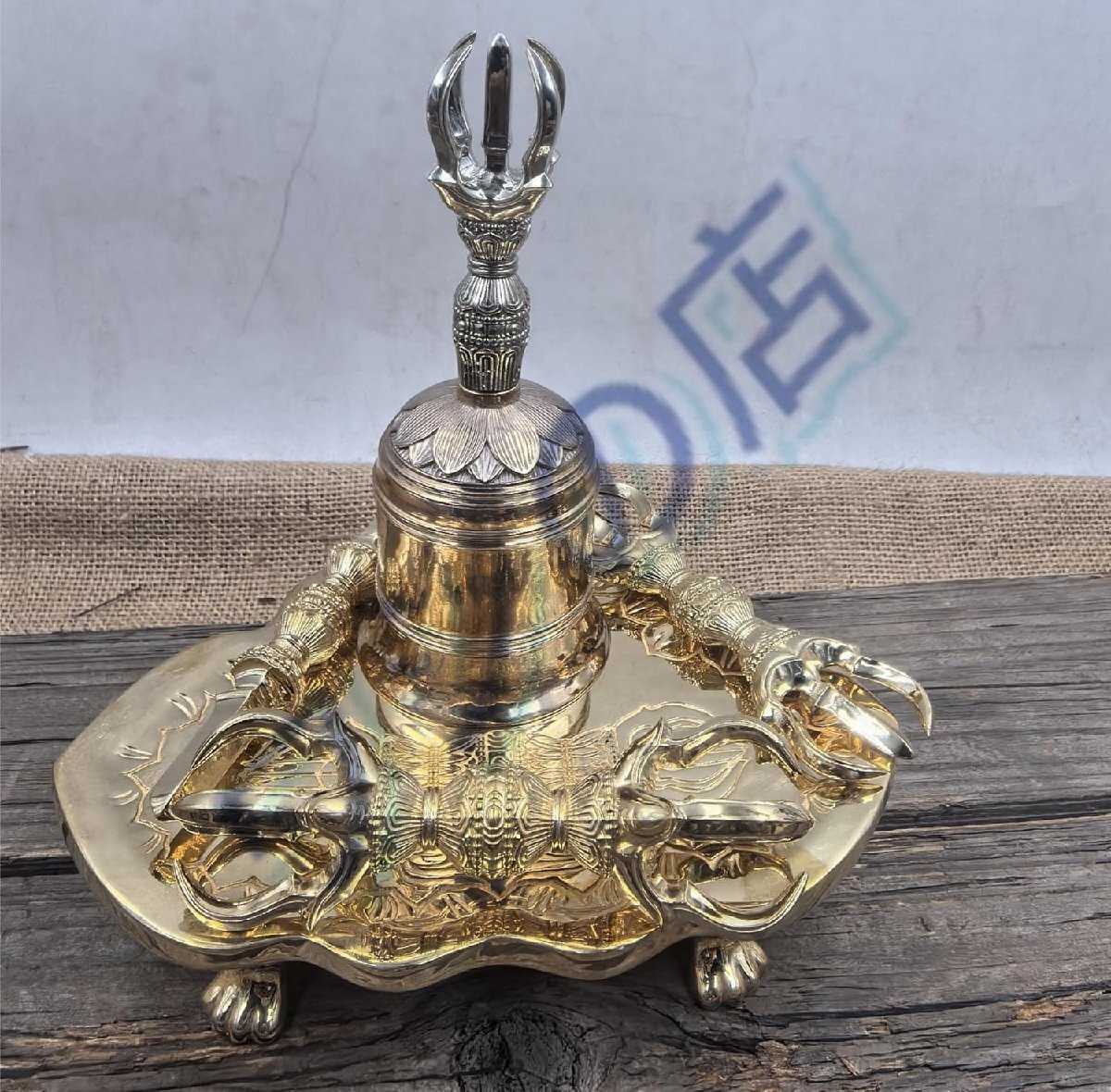 独鈷杵 三鈷杵 五鈷杵 金剛鈴 金剛盤 五点セット【密教法具 寺院用仏具】 真鍮 仏具加持祈祷 護摩