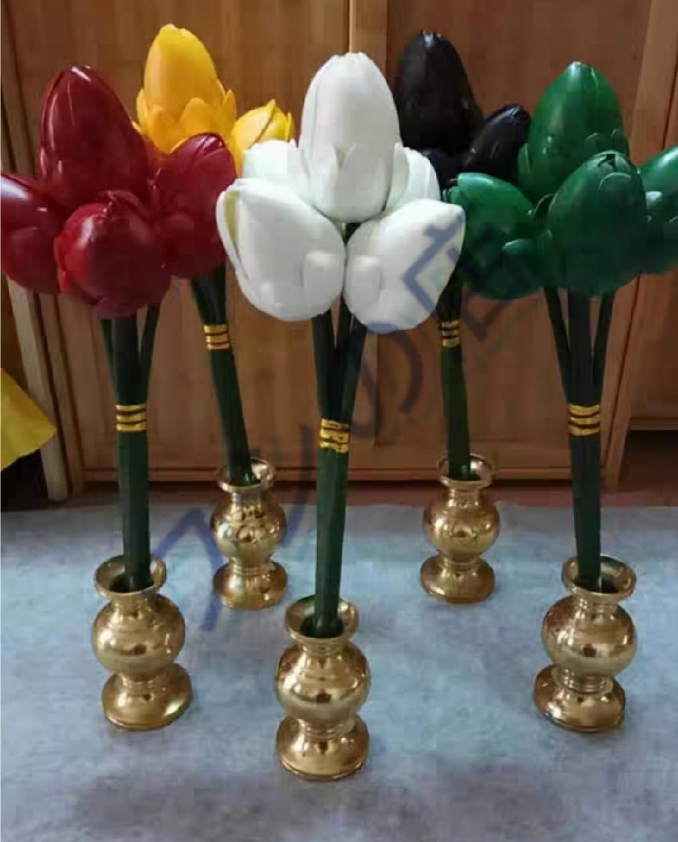密教法具 華瓶 前具 5本一組 仏花 供花 仏壇の花仏壇 仏具 寺院用仏具 高さ約51cm