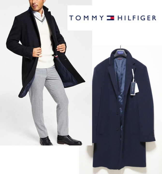 88,000円新品タグ付き【トミーヒルフィガー】ADDISON シングル チェスターコート 紺 38R(L) v6394
