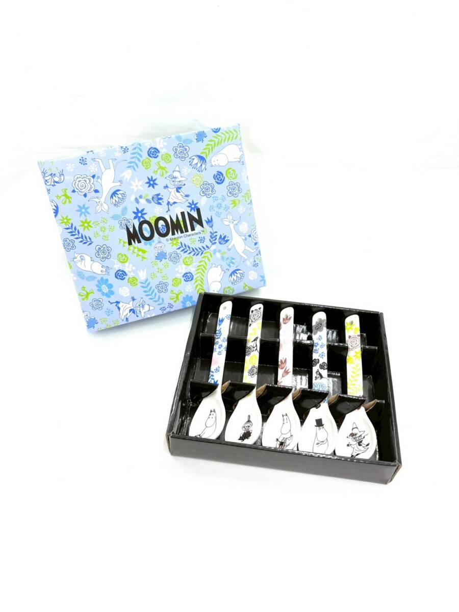 D1935*0.5　MOOMIN　ムーミン　陶製スプーンセット　5本セット　磁器　山加商店　食器　箱付き