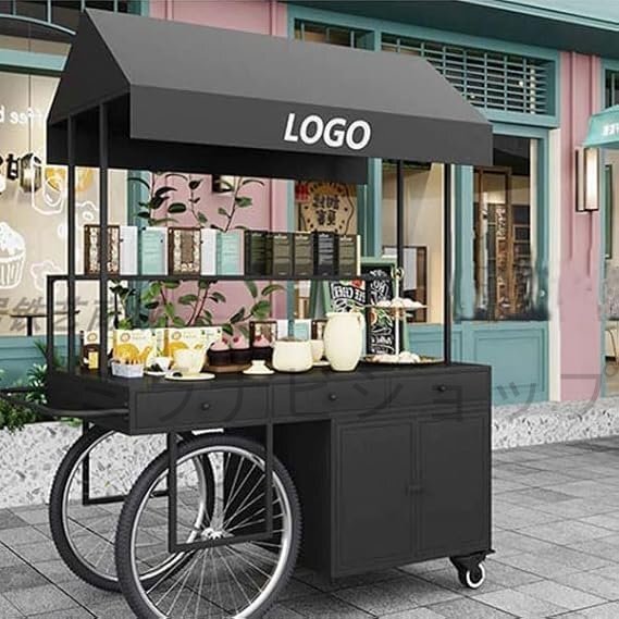 キッチンカー キッチンカート 屋台 屋台セット 移動式 組み立て簡単 【ブラック】