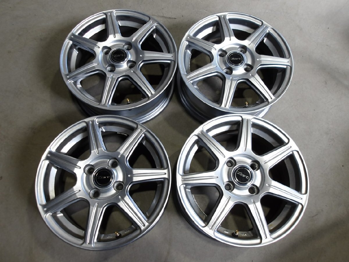 (R07/10/07-13) Φ 14インチ / 社外アルミホイール / ブリヂストン / Zart / 14Ｘ5.5J+45 / 4Ｈ PCD100 / 4本 / 中古 / BRIDGESTONE