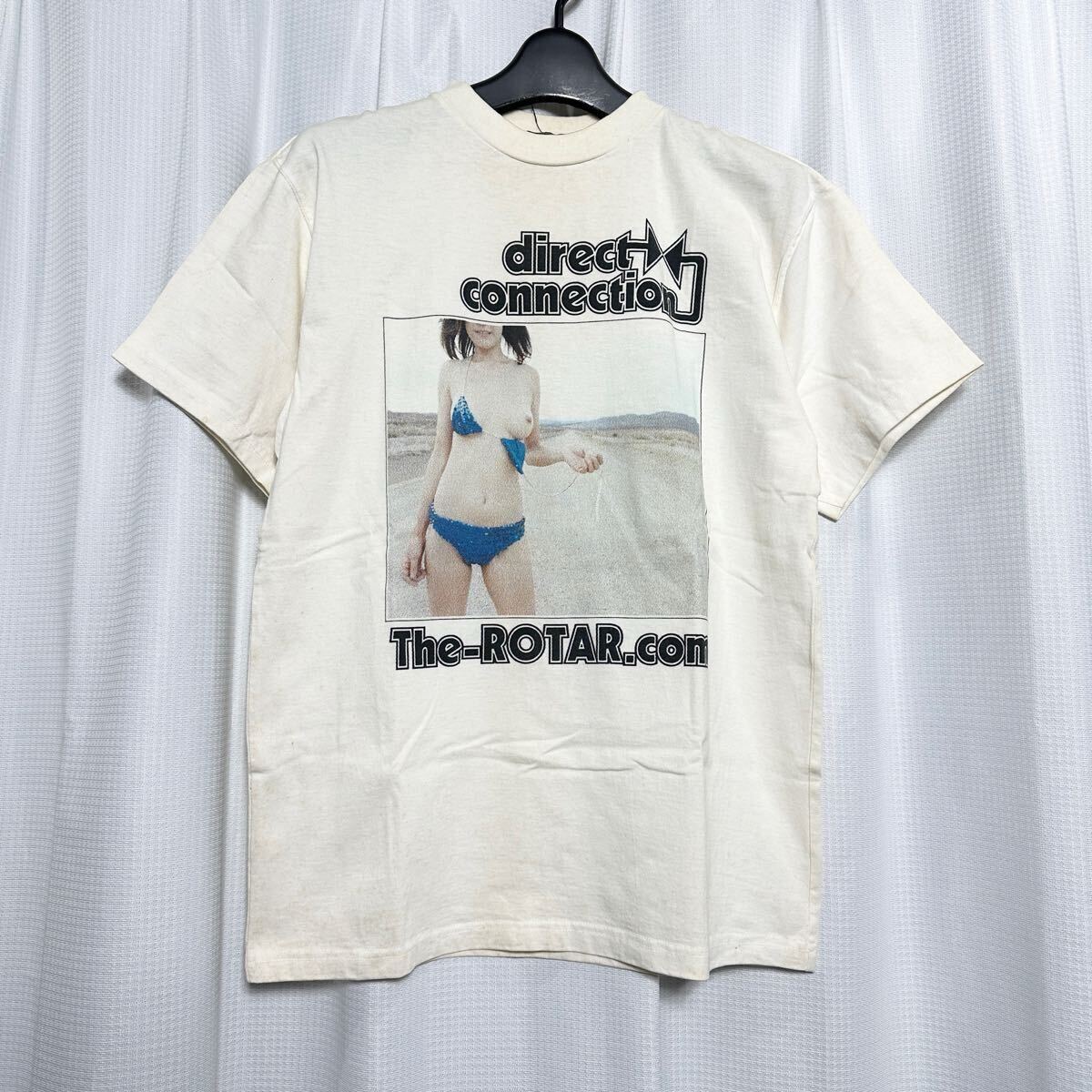 □/ROTAR/ローター/定価約\5800/Ｍサイズ/メンズ/Ｔシャツ/クリーム/白/黄/半袖/クルーネック/ショートスリーブ/エロT/KEE