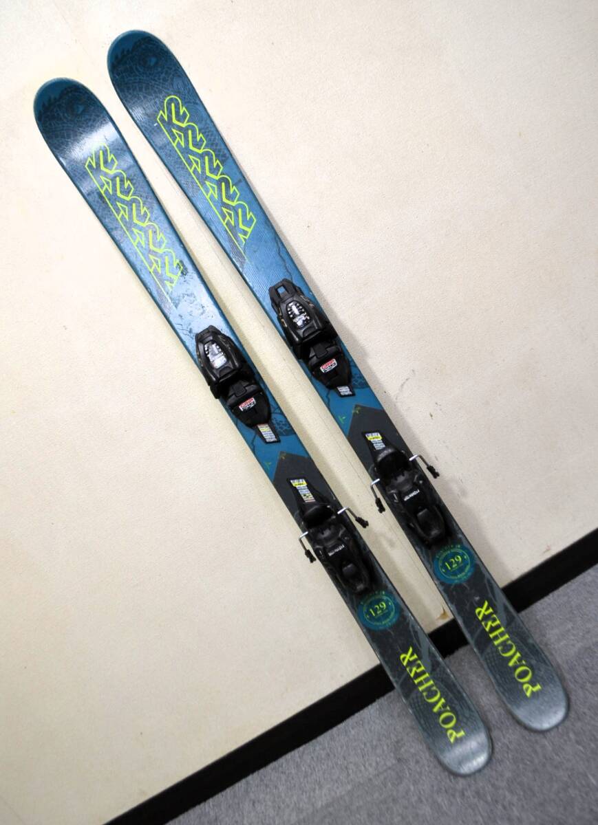 送料込 希少 子供用 ツインロッカースキー グリップウォーク対応デモビン付 K2 PORCHER Jr 129cm MARKER 7.0 GW DEMO フリーライド