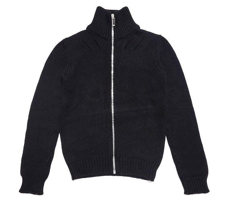 美品 Dior homme ディオール オム ドライバーズ ジップアップ ニット 9H3420330076 厚手 ローゲージ セーター ウール ブラック メンズ XS