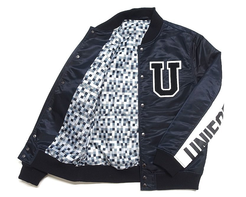 15AW 定価6.8万 美品 uniform experiment ユニフォームエクスペリメント ナイロンツイル スタジアム ブルゾン UE-156049 ブラック メンズ 2