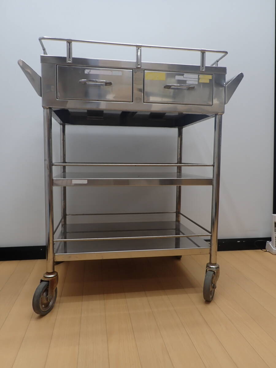 H　医療用カート メディカルワゴン 回診車 引き出し・キャスター付 作業台　USED品