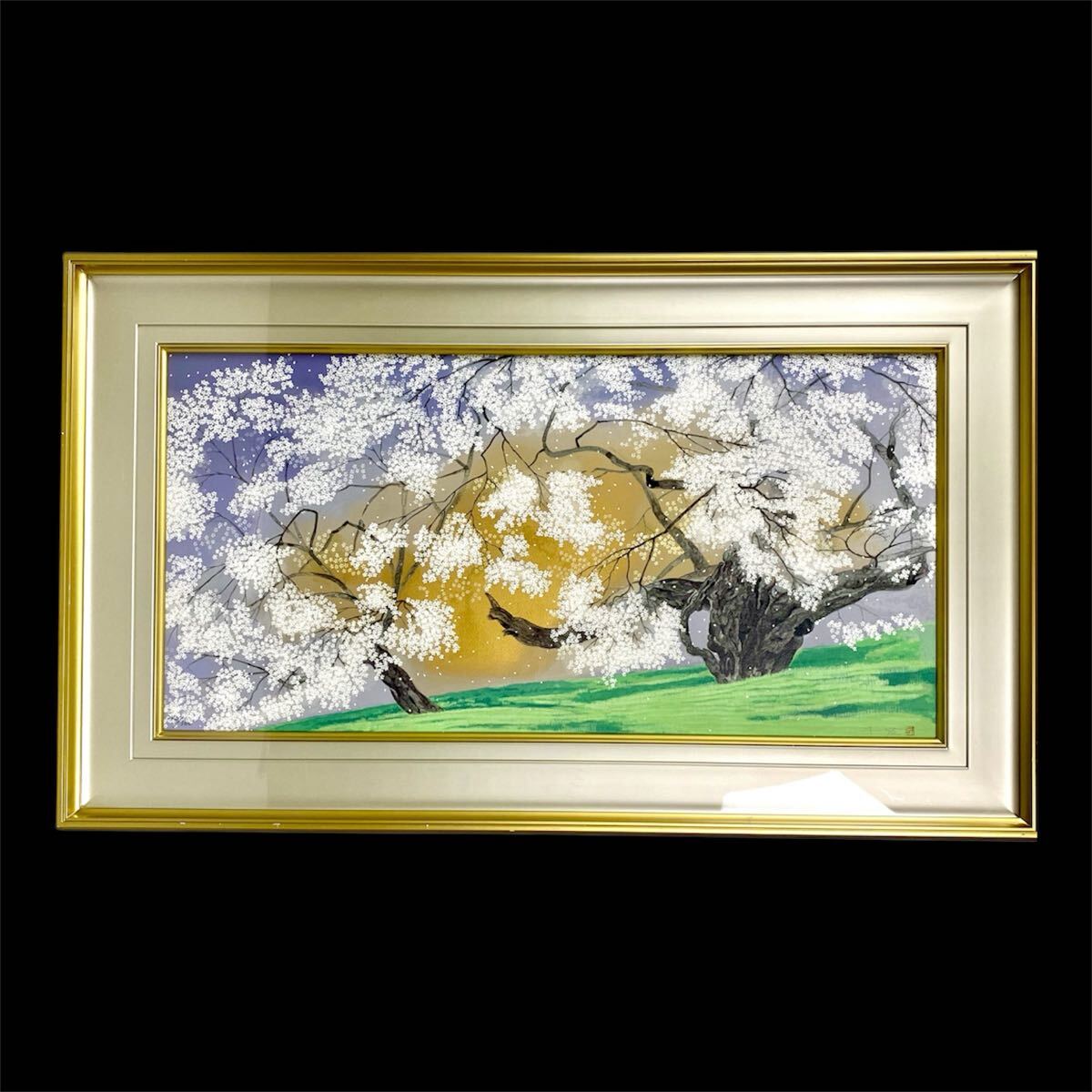 。猫夢◆ 真作 中島千波 「臥龍櫻爛漫」 シルクスクリーン 244/300 直筆サイン [K99]はの
