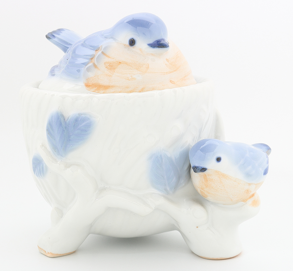 【梟】磁器製 小鳥の巣 蓋物 小物入れ 置物 ボンボニエール バード 親子 ヒナ ひな 雛 ティーセット アンティーク 西洋 ヨーロッパ 小鳥 卵