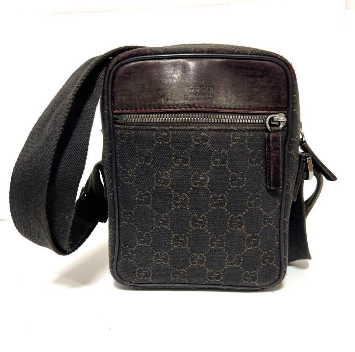 GUCCI グッチ GGキャンバス ミニショルダーバッグ ダークブラウン 101680 中古