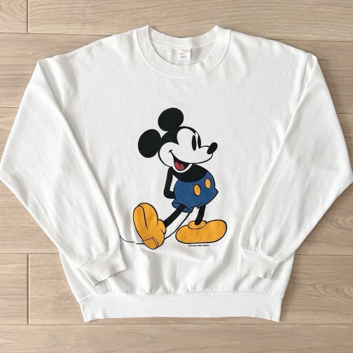 XL★80s USA製 ミッキー 青パン スウェット シャツ 白 ヴィンテージ ビンテージ トレーナー ディズニー Disney ミッキーマウス アメリカ製
