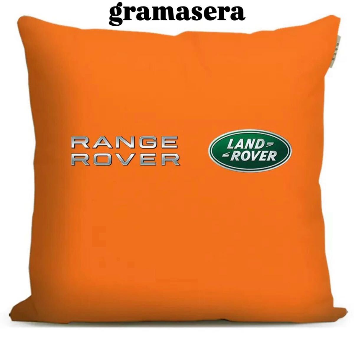 ★レア★ landrover Range Rover ランドローバー　クッション 高品質　ロゴクッション　エンブレム　レンジローバー オレンジ
