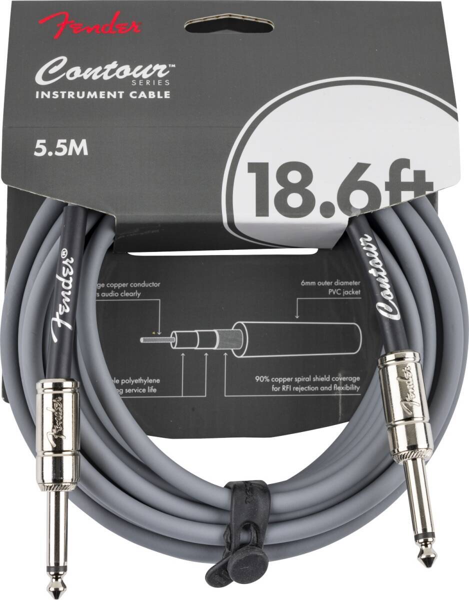 Fender フェンダー 楽器用ケーブル　シールド　Contour 18.6' Cable,Inca Silver　約5.5m