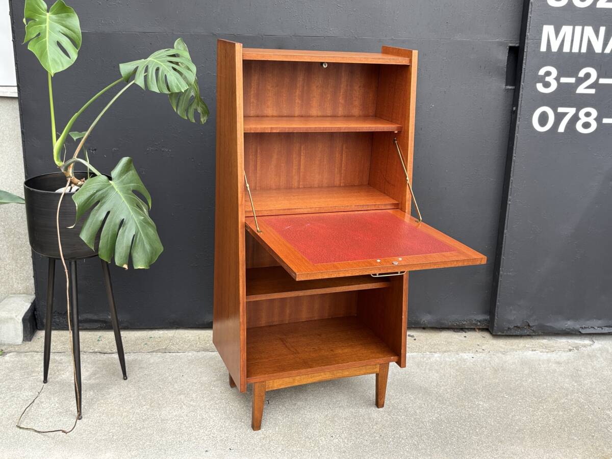 フレンチミッドセンチュリー　モダンライティングビューロー/デスク/シェルフ/キャビネット/北欧/midcentury/幅60cm/スリム/海外インテリア