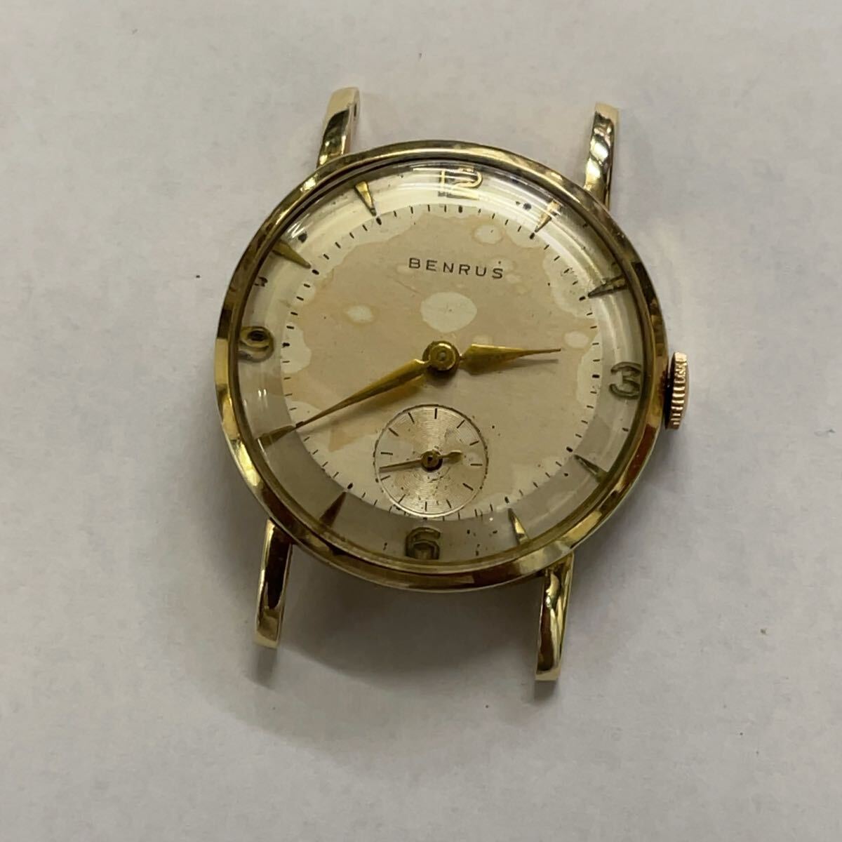 1950年代 BENRUS ベンラス 金無垢 14K 手巻き メンズ腕時計 14Kゴールド スモセコ ヴィンテージ