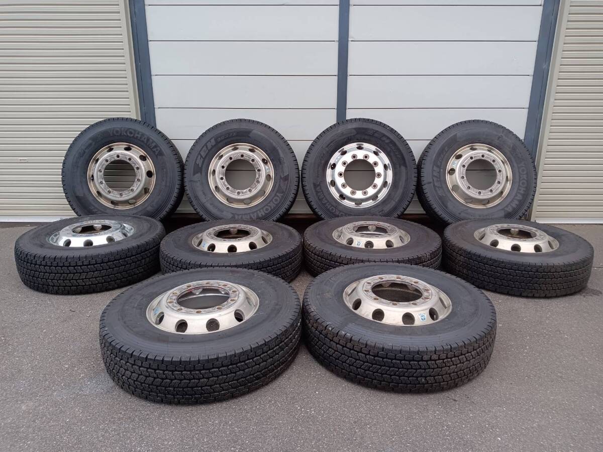 ★残り溝約13-18mm★23.24年製★ ヨコハマZEN 295/80R22.5 153/150J・11R22.5 16PR　ALCOA製ISO式 22.5×8.25/7.50 10H 10本セット　C907