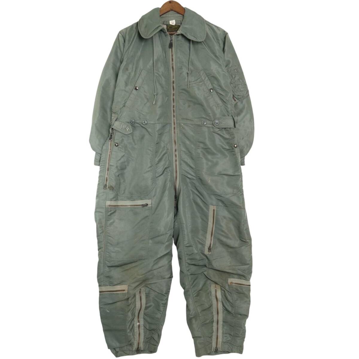 50年代 米軍実物 U.S.AIRFORCE CWU-1/P フライトスーツ ヴィンテージ ミリタリー セージグリーン (メンズ LARGE REGULAR) 中古 古着 A2385