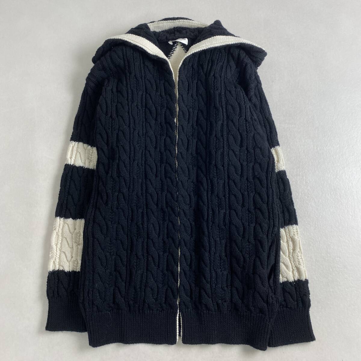 サンローランパリ ニットパーカー baja cardigan バハ カーディガン 実寸M相当 SAINT LAURENT PARIS ブラック　ホワイト