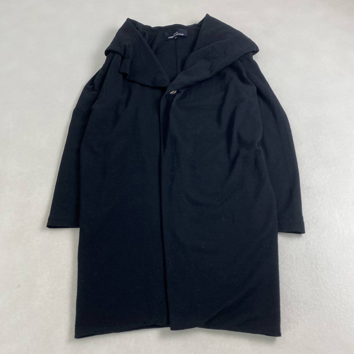 一枚仕立て◎トリココムデギャルソン コート tricot COMME des GARCONS 変形 ウール100% アーカイブ ショールカラー ブラック 黒 M・L相当