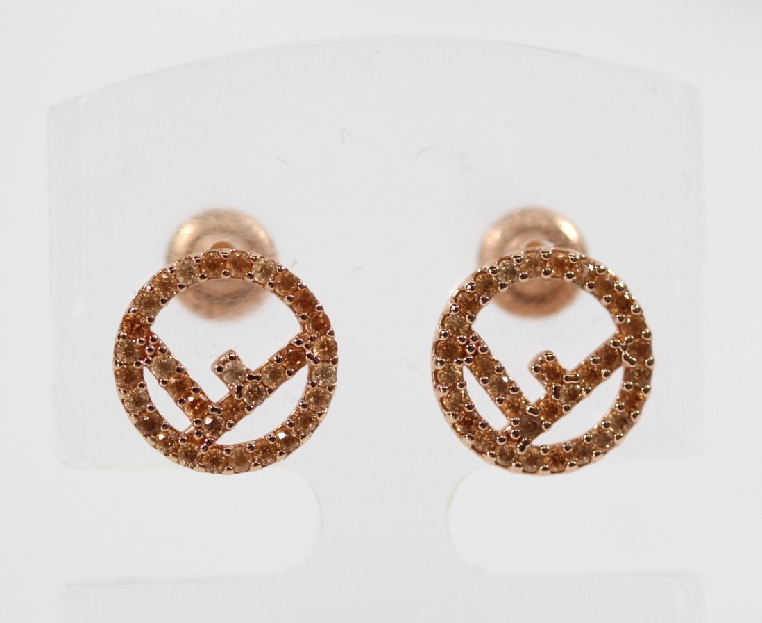 Y6995#◆中古品◆FENDI フェンディ エフ イズ フェンディ ピアス ピンクゴールドカラー GP ラインストーン
