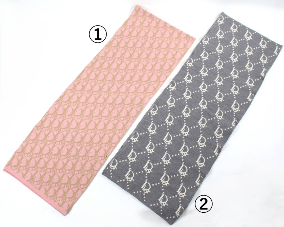 Y7012#◆中古品◆Dior ディオール ロゴ トロッター柄 マフラー ウール100％ 2枚セット 