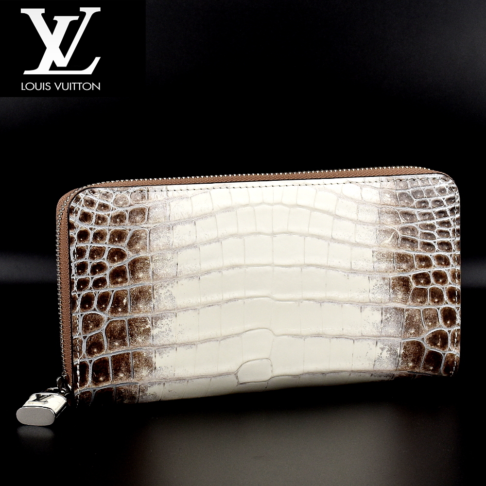 【A01514】新品 ルイヴィトン クロコダイルレザー ジッピーウォレット ラウドファスナー長財布 ホワイト×ブラウン系