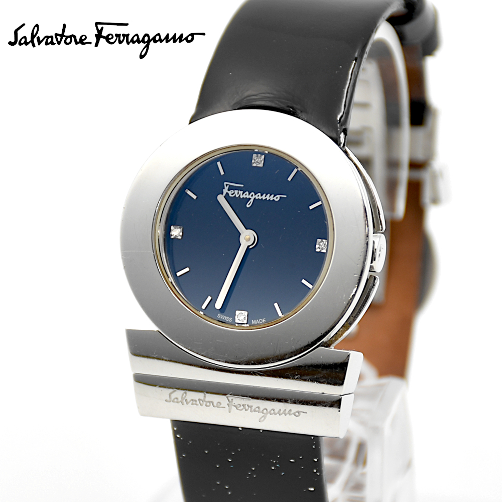 【A02651】Salvatore Ferragamo サルヴァトーレ フェラガモ F56 ガンチーニ QZ クォーツ メンズ腕時計 シルバー