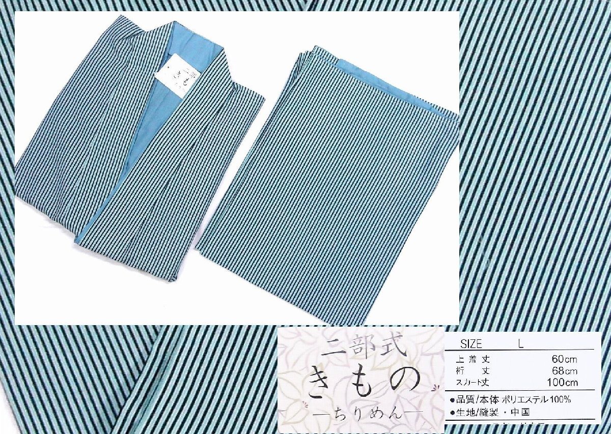 アウトレット　お手入れ簡単・丸洗いＯＫ　ポリエステルの２部式着物　103　Ｌ　未使用・わけあり品