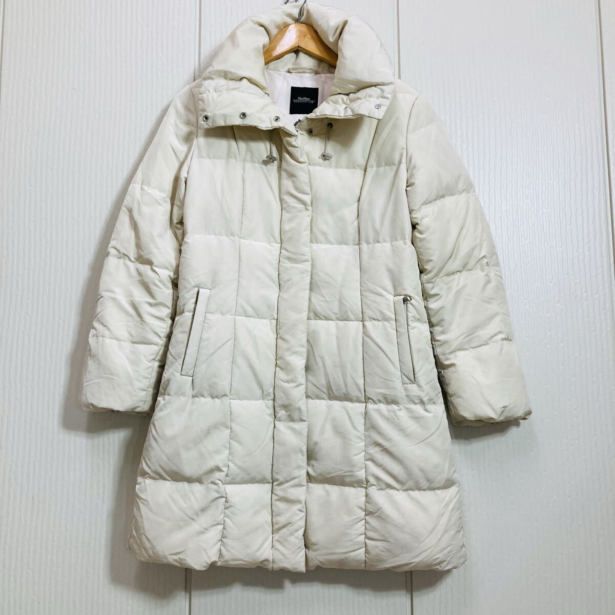 256 MaxMara WEEKEND ビッグカラー HEAVY PADDING 中綿 ダウンコート パディングコート アイボリー マックスマーラ 51028AG