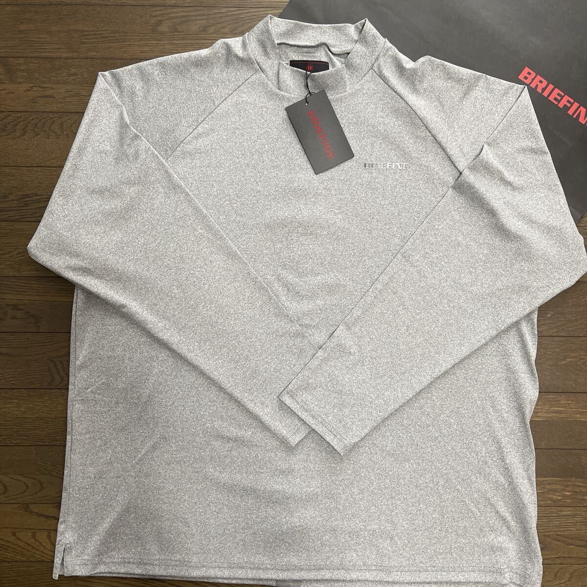送料無料BRIEFING GOLFブリーフィングMENS BACK LOGOハイネック長袖シャツRF秀悦薄手軽量快適PLAY弾力性STRETCH杢Gray(大特価L)新品