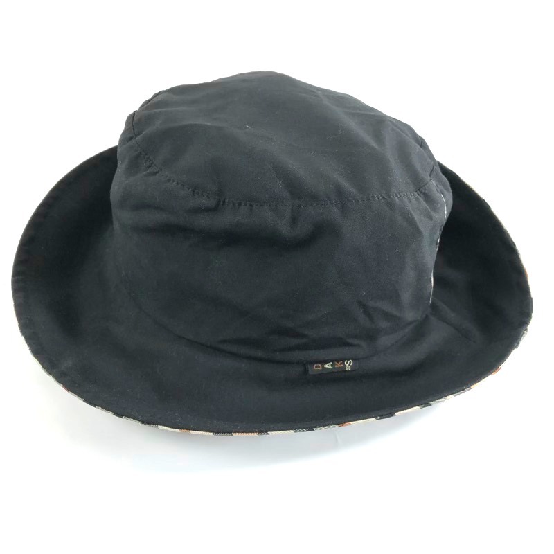 ダックス Daks LONDON 帽子 ロゴ入り 内側メッシュ素材 チェック柄 調節可能マジックテープ付き 黒 フリーサイズ 870764