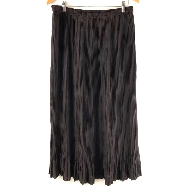 レリアン Leilian スカート プリーツスカート ロング丈 日本製 裏地付き ブラウン 17+サイズ 951823