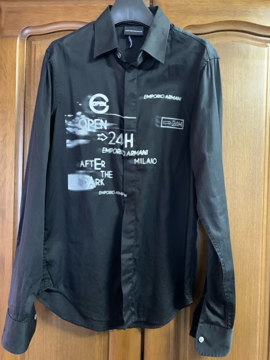 ☆希少極上美品☆エンポリオアルマーニ　　 ブラック長袖シャツ　　サイズS　　Emporio Armani 