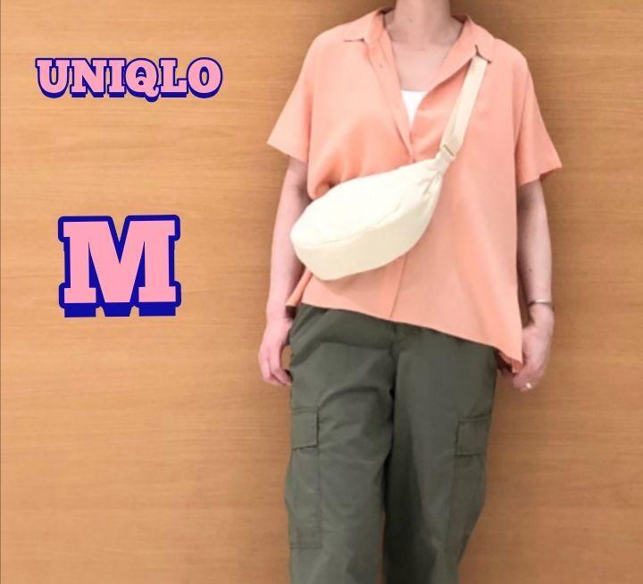 【UNIQLO】レーヨン 半袖ブラウス オレンジ M