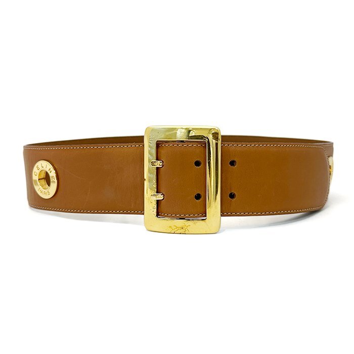 セリーヌ(CELINE) ベルト ヴィンテージ 約75cm ブラウン(キャメル) レザー ゴールド金具 ロゴ M13 バックル 服飾雑貨 ファッション