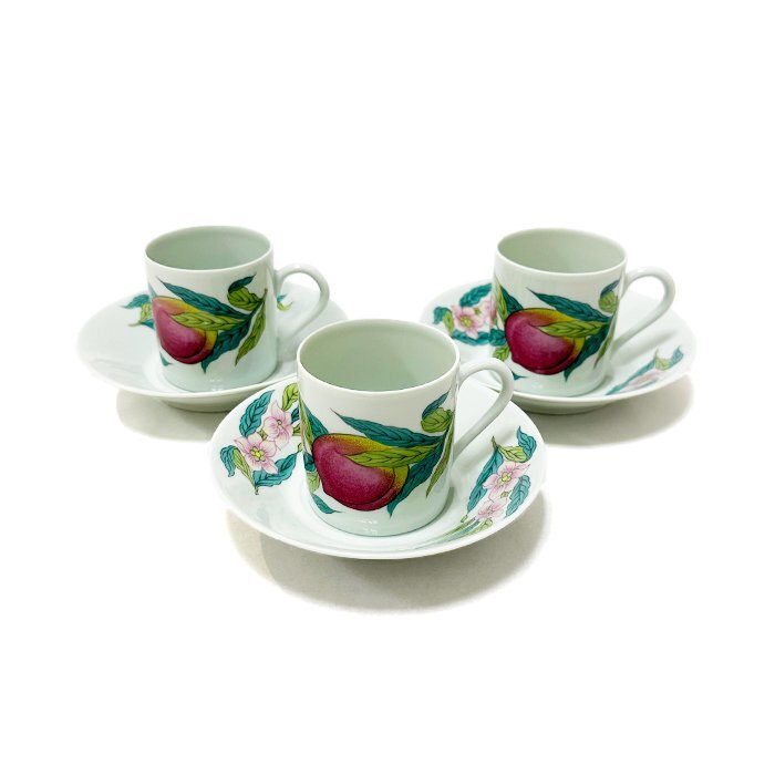 ポーセリン ド パリ(PORCELAINE DE PARIS)デミタスカップ&ソーサー For Tiffany 3客セット ティファニーグリーン 食器 陶磁器 レア 希少