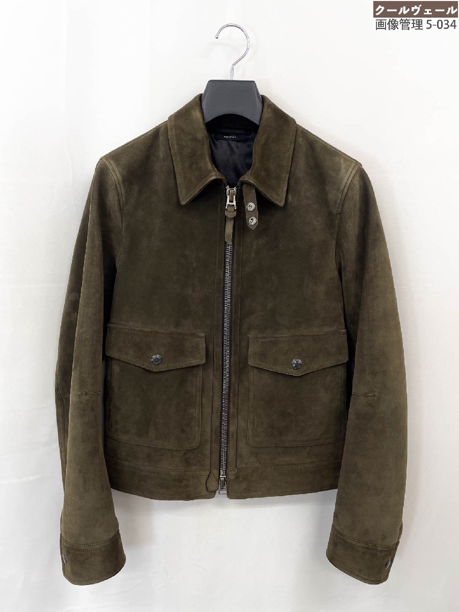 HH極美品【トムフォード TOM FORD】BY435 TFL810 最高級 牛革 スエードレザージャケット ブルゾン(メンズ)44 カーキブラウン ◇17HR3812