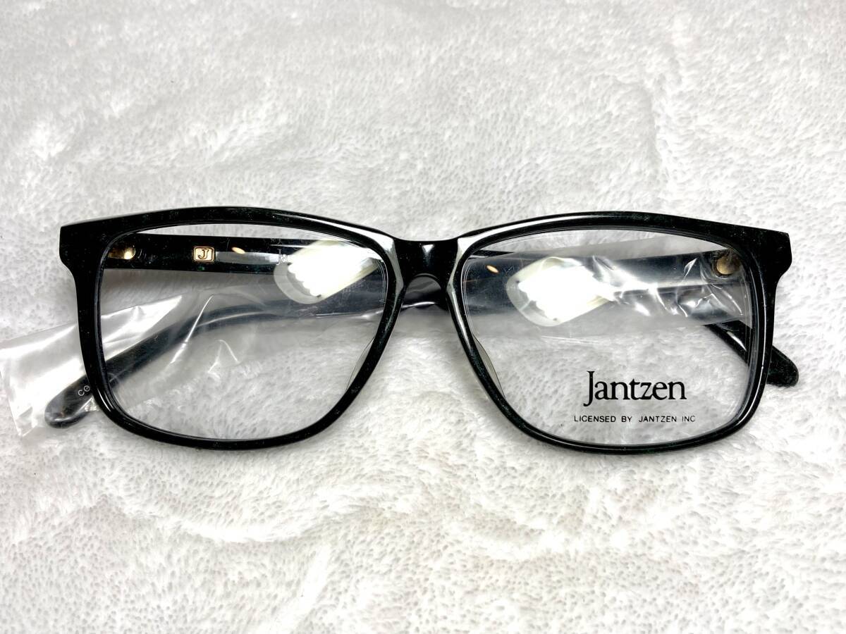 デッドストック Jantzen ウェリントン セル 眼鏡 54 大ぶり 黒緑系 マーブル ミックス ビンテージ 未使用 ブラック フレーム 昭和 レトロ