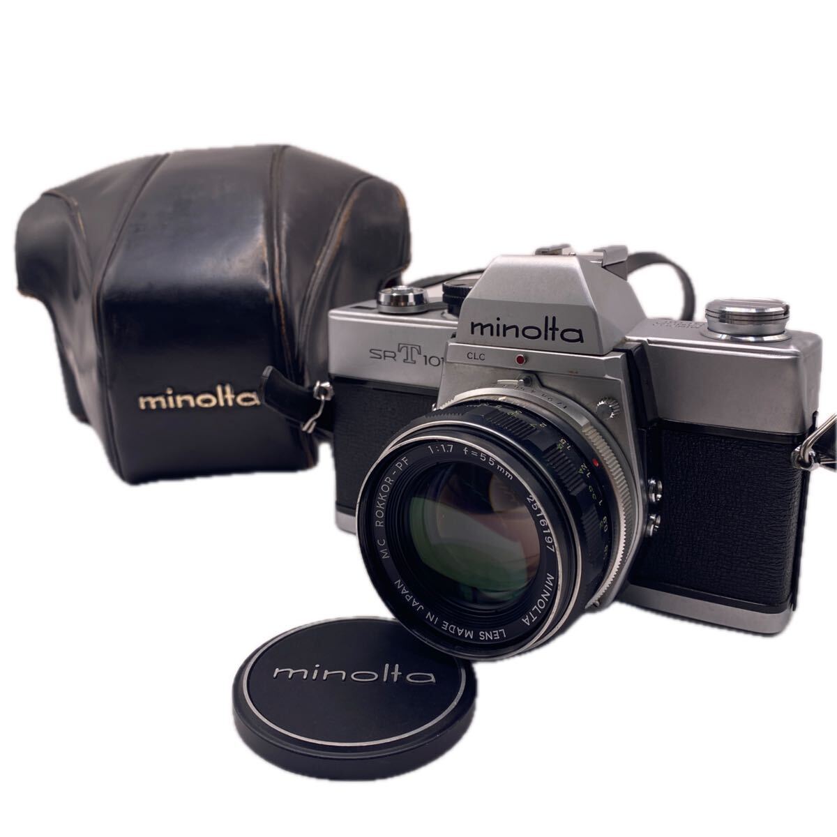 ★外観美品★Minolta ミノルタ★Minolta SRT101 MC ROKKOR-PF F1.7 55mm★レンズ・純正ケース付きセット★シャッター・タイマーOK!!★