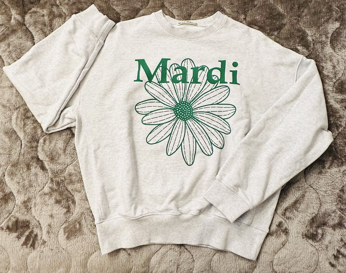 美品【Mardi Mercredi】韓国 マルディメクルディ トレーナー スウェット グレー グリーン フラワー フリーサイズ ユニセックス 定番 