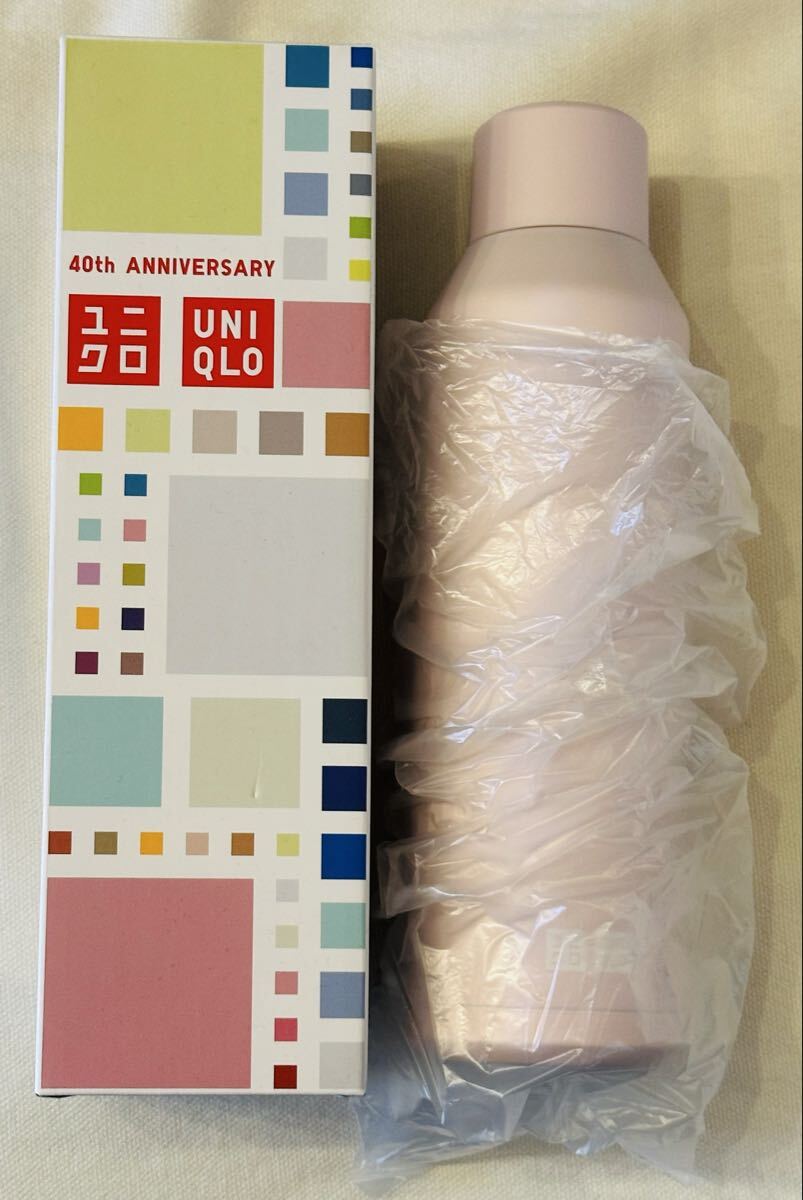 新品【ユニクロ】非売品　UNIQLO ４０周年　炭酸対応ステンレスボトル ピンク　ノベルティ　タンブラー　保温　保冷　ボトル　水筒