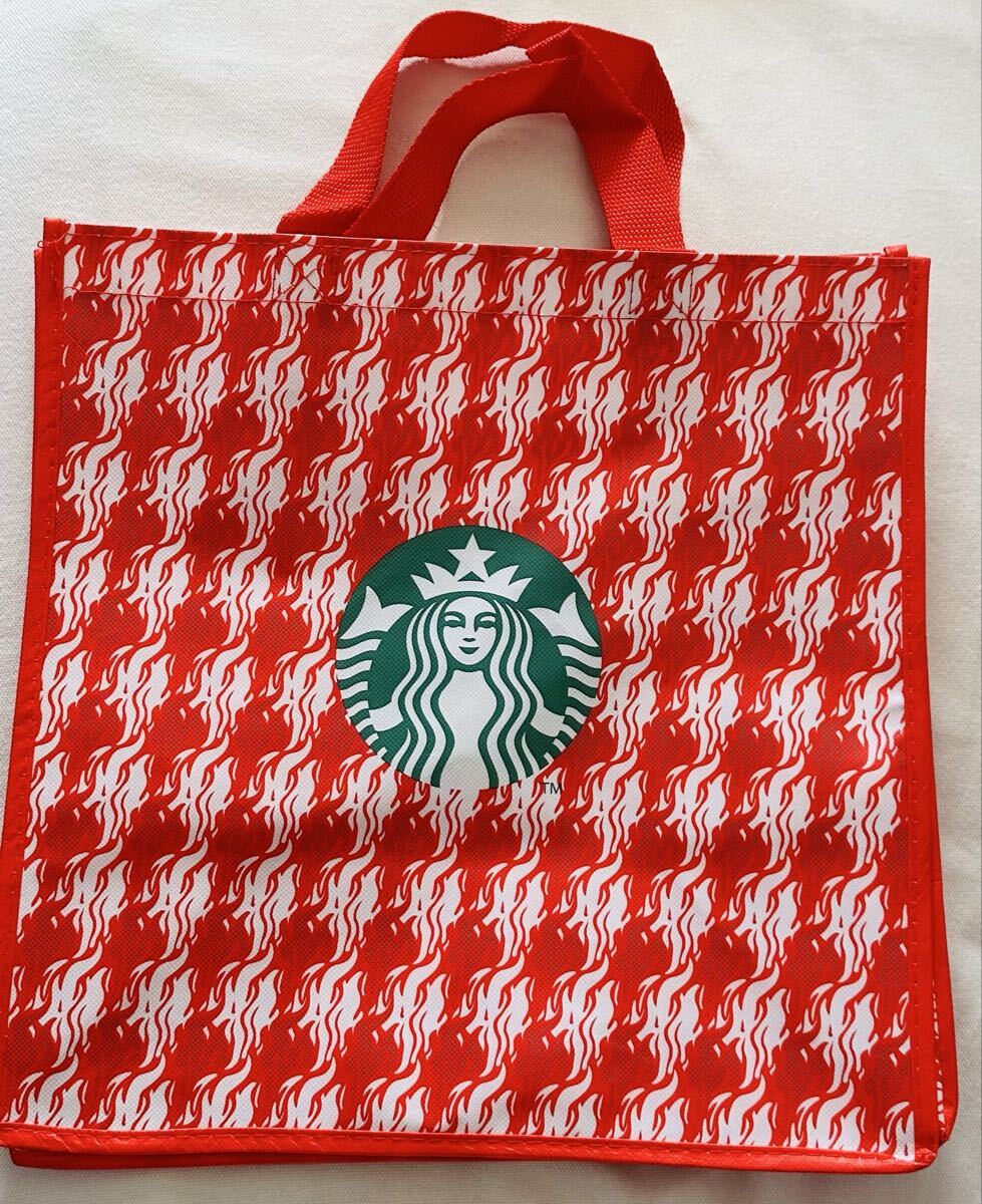 新品【韓国スターバックス】ホリデーシーズン 限定 ノベルティ エコバッグ 非売品 トートバッグ 赤 日本未発売 韓国スタバ クリスマス レア