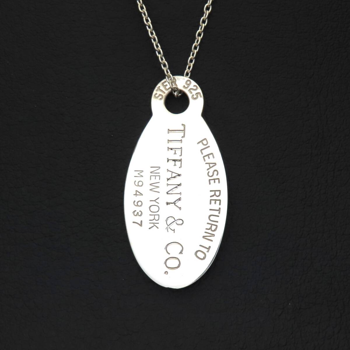 美品 TIFFANY&Co. ティファニー オーバルタグ ネックレス ペンダント シルバー925 スターリングシルバー 社外チェーン 10.8g