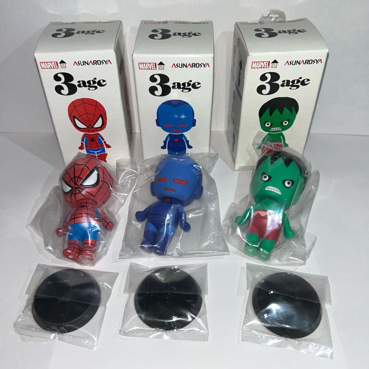 本体未開封【あすなろ舎】 MARVEL 3age シリーズ3 「スパイダーマン+アイアンマン+ハルク」 3体セット♪ASUNAROSYA