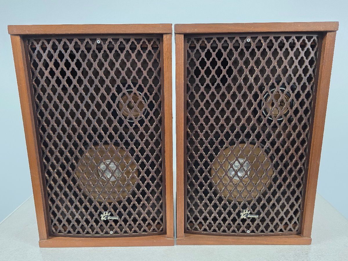 7日間動作保証 動画あり 使用感有 SANSUI SP-35 スピーカー ペア 桧湾曲組格子ネット 山水【保証あり】
