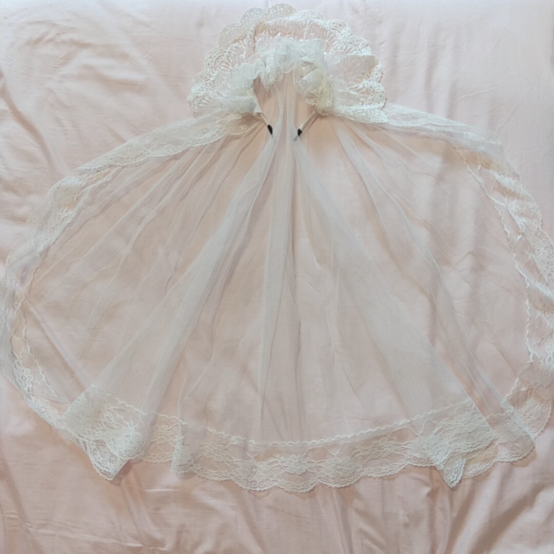 ■Soufflesong■66cmヴェールとレースのカチューシャ ホワイト白■ゴシッククラシカルロリータロリィタゴスロリヘッドドレス中国ブランド