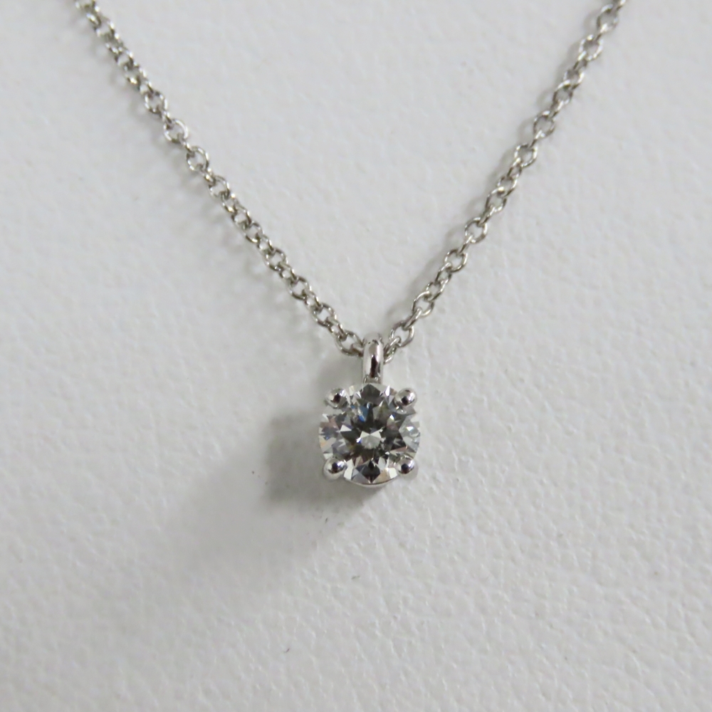 Ts801932 ティファニー ネックレス ソリティア 1Pダイヤモンド0.28ct Pt950 約2.4ｇ レディース TIFFANY&Co. 美品/鑑定証付