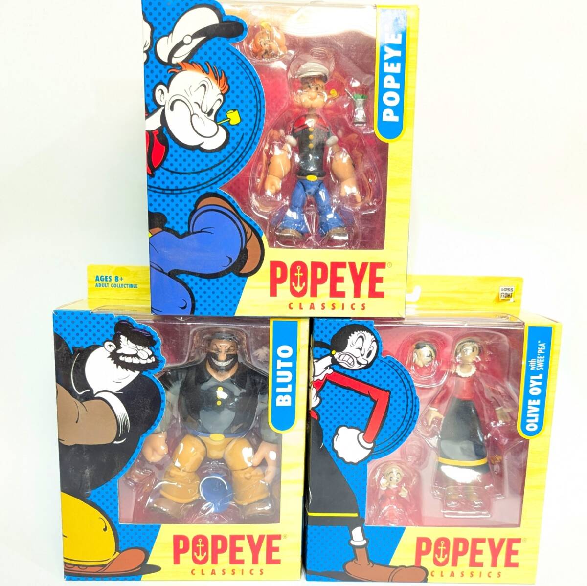 ポパイ オリーブ ブルート Boss Fight Studio 海外限定 フィギュア 3点セット 可動フィギュア Popeye Bluto olive
