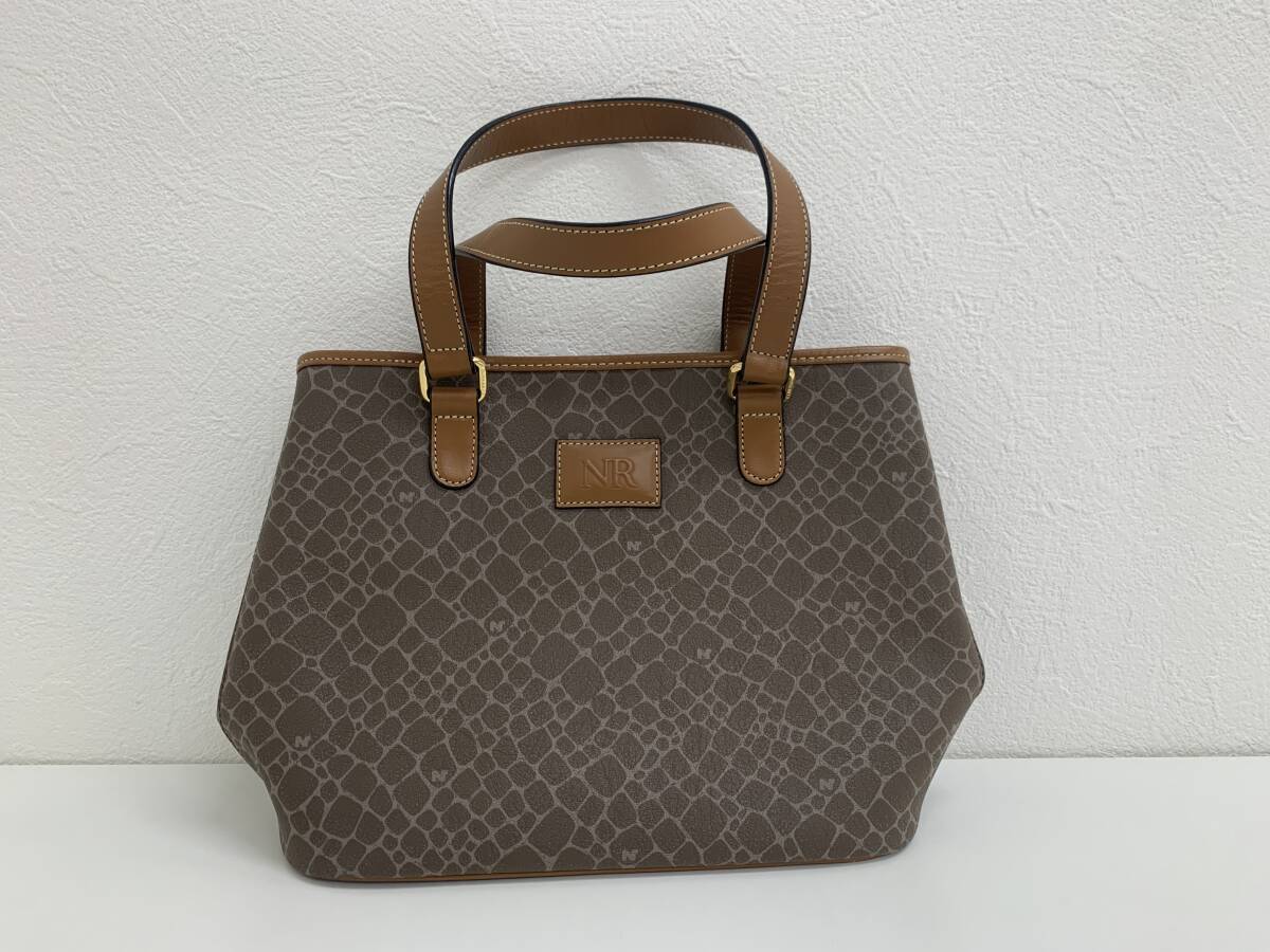 ニナリッチ NRロゴ レザー ハンドバッグ ブラウン ゴールド金具 高級感◎ （管理：DO000061）