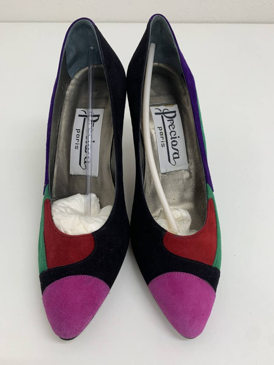 1円スタート【箱付】Preciosa Paris カラフルスエード パンプス 351/2 レディース シューズ（管理：DO000015）